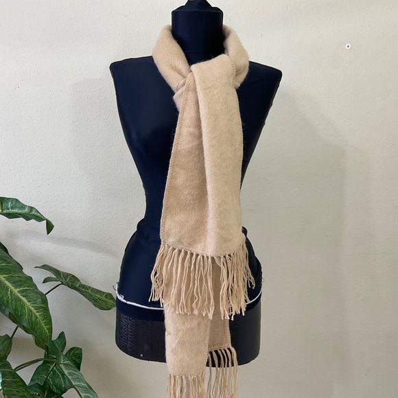 Camargo Scarf 100% Alpaca 72 x 9 inch Rectangle Fringe beige Peru - Picture 1 of 8